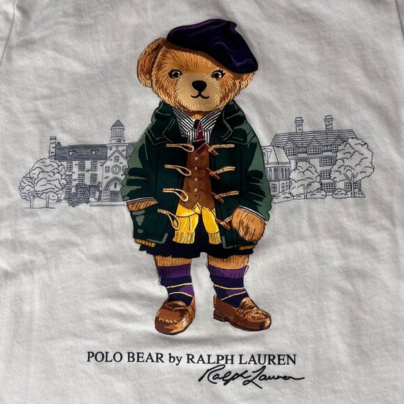 Polo Ralph Lauren Kids Polo Bear Graphic White T-Shirt Size 5 Cotton Crewneck - Picture 4 of 4